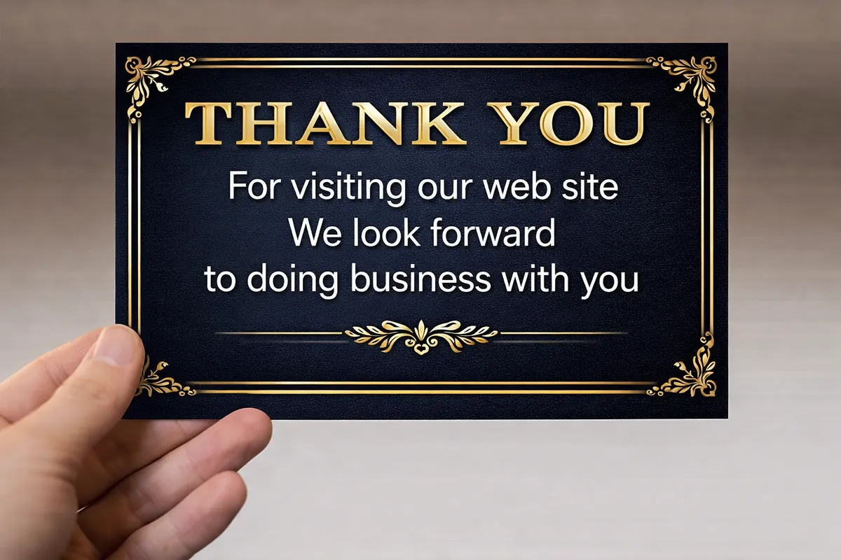 Thank you card expressing appreciation for visiting our website